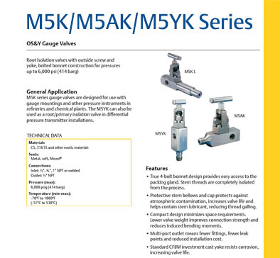 M5K / M5AK / M5YK Series - Gauge Valves